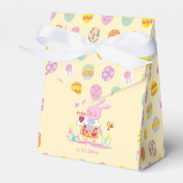 Pink Bunny & Egg Pattern Yellow Kids Birthday フェイバーボックス
