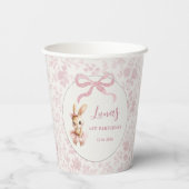 Pink Bunny First Birthday Personalized Party Cups 紙コップ (裏面)