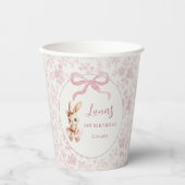 Pink Bunny First Birthday Personalized Party Cups 紙コップ (正面)