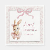 Pink Bunny First Birthday Personalized Party Napki スタンダードランチョンナプキン (正面)