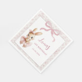 Pink Bunny First Birthday Personalized Party Napki スタンダードランチョンナプキン (角)