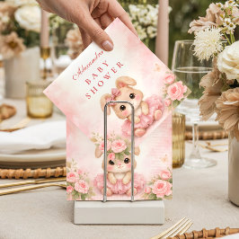 Pink Bunny Floral Baby Shower スタンダードカクテルナプキン