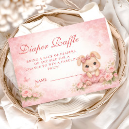 Pink Bunny Floral Diapper Raffle エンクロージャーカード