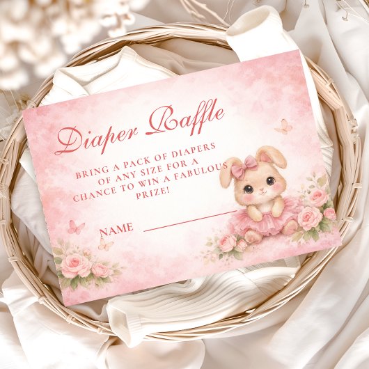 Pink Bunny Floral Diapper Raffle エンクロージャーカード