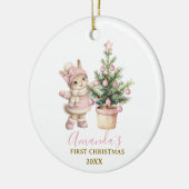 Pink Bunny Girl Rabbit First Christmas Keepsake セラミックオーナメント (左)