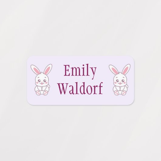 Pink Bunny  Kids' Name Clothing School Labels ラベル (デザイン1)