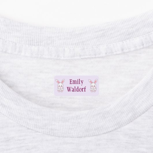Pink Bunny  Kids' Name Clothing School Labels ラベル (貼付)