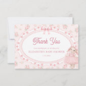 Pink Bunny Preppy Baby Shower Thank You  Card カード (正面)