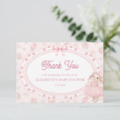 Pink Bunny Preppy Baby Shower Thank You  Card カード (スタンド正面)
