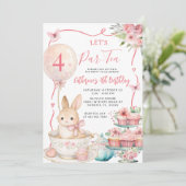 Pink Bunny Tea Party Birthday Let’s Par Tea 招待状 (スタンド正面)