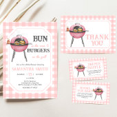 Pink Burger BBQ Baby Shower 招待状