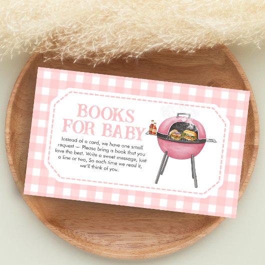 Pink Burger BBQ Baby Shower Books for Baby エンクロージャーカード