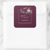 Pink & Burgundyフローラ結婚の皆様 スクエアシール (バッグ)