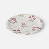 Pink, Burgundy and Brown Flowers and Ducks ペーパープレート (アングル)