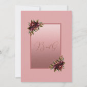 Pink Burgundy Floral Frame wedding 招待状 (裏面)