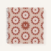Pink Burgundy Floral Mandala Pattern Monogram ノートブック (正面)