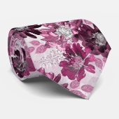 Pink, burgundy flowers on dusty pink ネクタイ (ロール)
