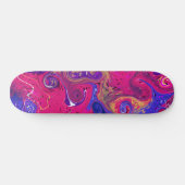 Pink, Burgundy, Purple Swirled Marble Fluid Art スケートボード (横)