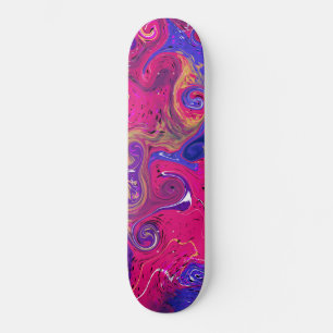 Pink, Burgundy, Purple Swirled Marble Fluid Art   スケートボード