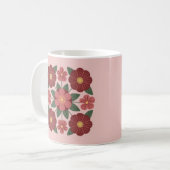 Pink Burgundy Red Flowers Mug コーヒーマグカップ (正面左)