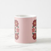 Pink Burgundy Red Flowers Mug コーヒーマグカップ (中央)