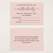 Pink Burgundy Script Certificate of Authenticity (正面&裏面)