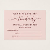 Pink Burgundy Script Certificate of Authenticity (正面)
