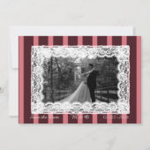 Pink &Burgundy Thin Stripe Vintage Lace Invitation 招待状 (正面)