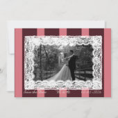 Pink &Burgundy Wide Stripe Vintage Lace Invitation 招待状 (正面)