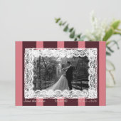 Pink &Burgundy Wide Stripe Vintage Lace Invitation 招待状 (スタンド正面)