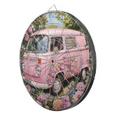 Pink Bus Beach Wall Art, Retro Van Print Californa ダーツボード (正面右)