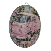 Pink Bus Beach Wall Art, Retro Van Print Californa ダーツボード (正面左)