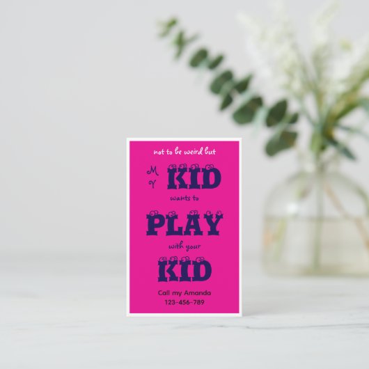 Pink Business Kid's Playdate Card 名刺 (スタンド正面)