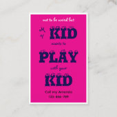 Pink Business Kid's Playdate Card 名刺 (正面)