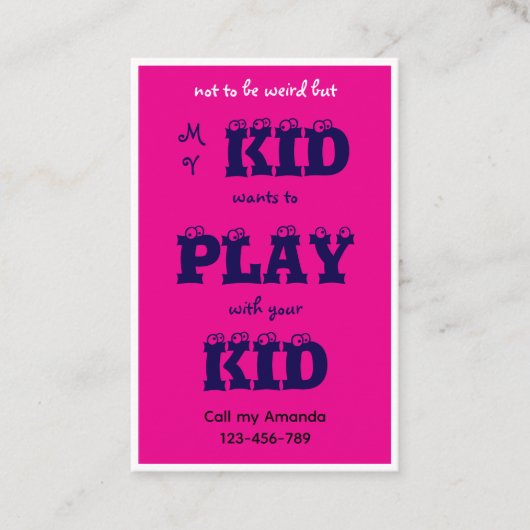 Pink Business Kid's Playdate Card 名刺 (正面)