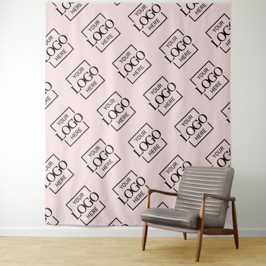 Pink Business Logo Pattern Trade Show Backdrop タペストリー (インサイチュ)