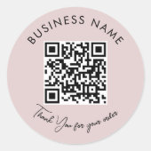 Pink Business Thank You Packaging Product QR Code ラウンドシール (正面)