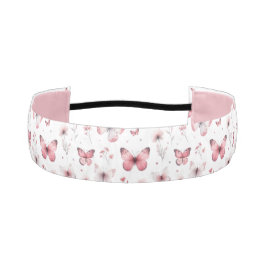 Pink Butterflies アスレチックヘッドバンド
