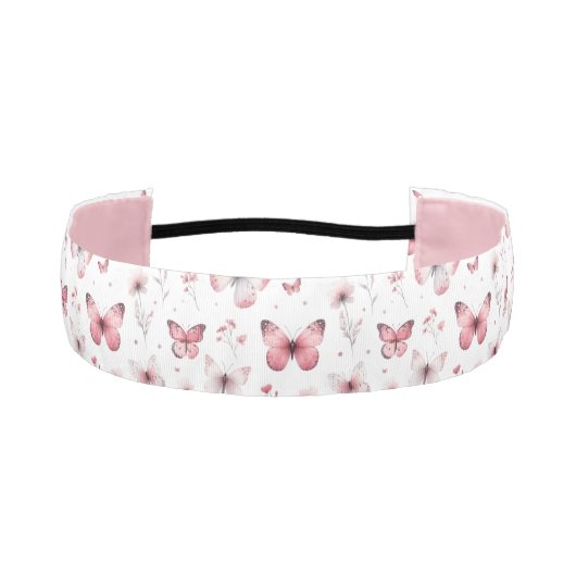 Pink Butterflies アスレチックヘッドバンド (正面)