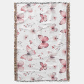 Pink Butterflies  スローブランケット (正面縦)