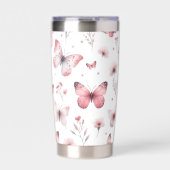 Pink Butterflies  保温保冷タンブラー (正面)