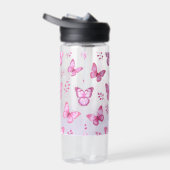 Pink butterflies and flowers pattern ウォーターボトル (右面)