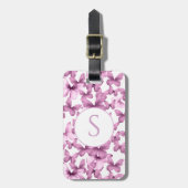 Pink Butterflies Custom Monogram Luggage Tag ラゲッジタグ (正面縦)