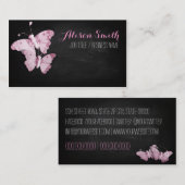 Pink Butterflies on black chalkboard 名刺 (正面/裏面)