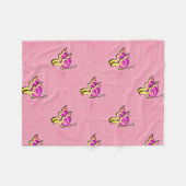 pink butterflies pattern フリースブランケット (正面(横))