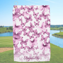 Pink Butterflies Personalized Golf Towel ゴルフタオル