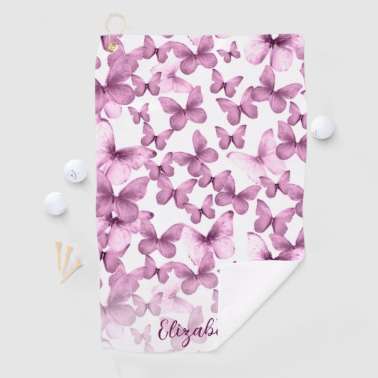 Pink Butterflies Personalized Golf Towel ゴルフタオル (インサイチュ)