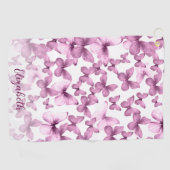 Pink Butterflies Personalized Golf Towel ゴルフタオル (横)