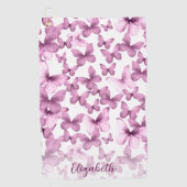 Pink Butterflies Personalized Golf Towel ゴルフタオル (正面)