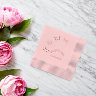 Pink Butterflies Quinceanera 箔ナプキン